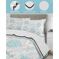 thumbnail image 4 of Quilts Twin-XL Size Bedding Set, Turquoise Coastal Lightweight Quilted Comforter, Summer Beach Coral Sea Turtle Starfish Reversible Bedspread Coverlet with Pillow Covers for All Season, 68" x 98", 4 of 7