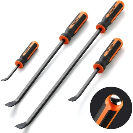 

Pry Bar Set Heavy Duty Pry Bar 4-Piece Mechanic Hand Tools By Thicker Strike Cap Handle Black Orange