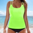 thumbnail image 2 of QURATI Swimwear Womens Bikini Swimsuits Two Piece Bathing Suit Double Straps Solid Color Swim Tank Tops Swimwear S 2XL Green1 XXL, 2 of 6
