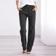 thumbnail image 2 of Gibobby Pantalones deportivos para mujer Pantalones de mujer rectos con cordón en la cintura de lino, pantalones largos de algodón elástico sólidos e informales(Negro,XG), 2 of 3