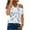 Dark Blue, variant on Fesfesfes Shirts for Women Fashion Summer Printed Regular Starpless Mesh Short Sleeves V Neck Top Women Workout Tops S(US:4)