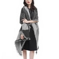 thumbnail image 2 of Moclever Women Winter Warm Scarf Long Soft Knitted Shawl Extra Thick Plaid Blanket Wrap Cape 2Pack, Grey, 2 of 12