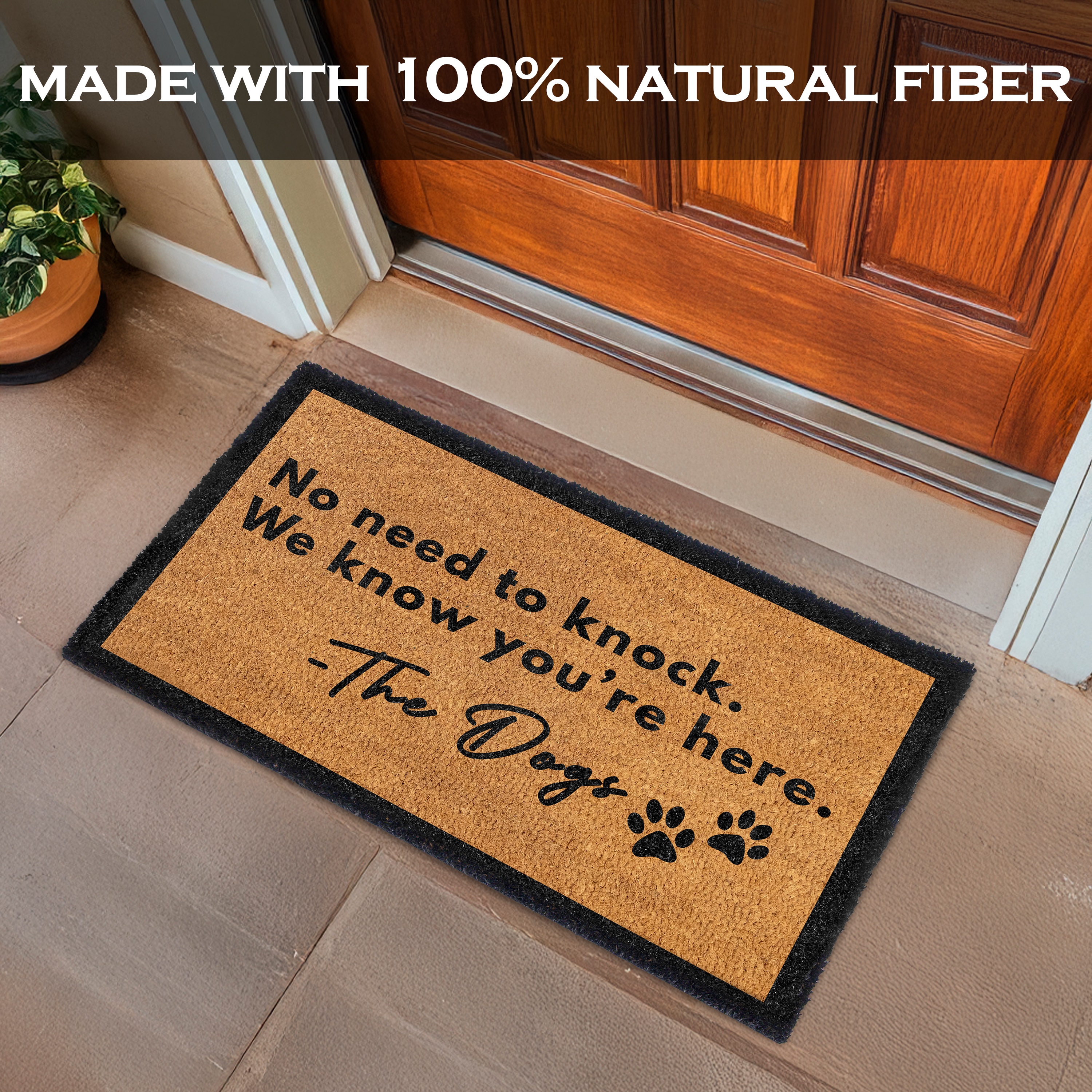 MAINEVENT No Need to Knock Doormat 30x17 Inch, Funny Dog Outdoor Welcome Mat for Outside