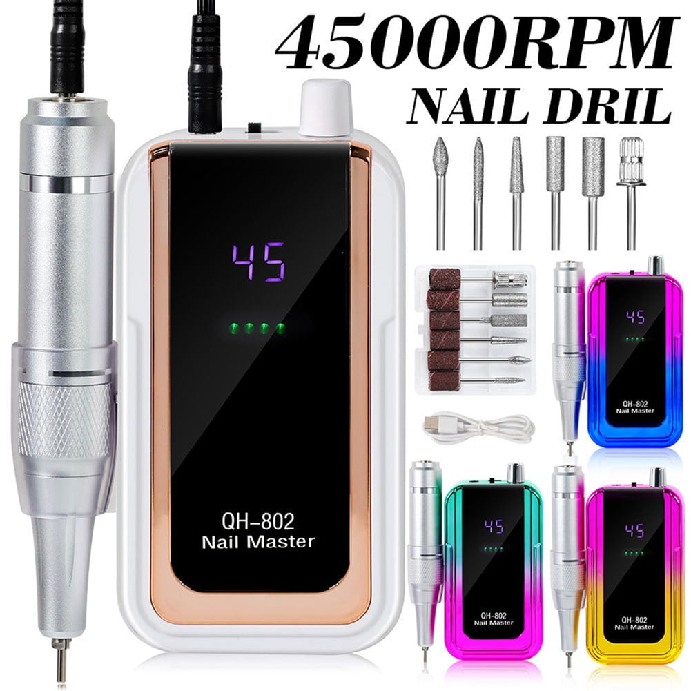 45000RPM Rechargeable Nail Drill Machine Electric Nail Drill Sander Low Noise Manicure Machine Pink