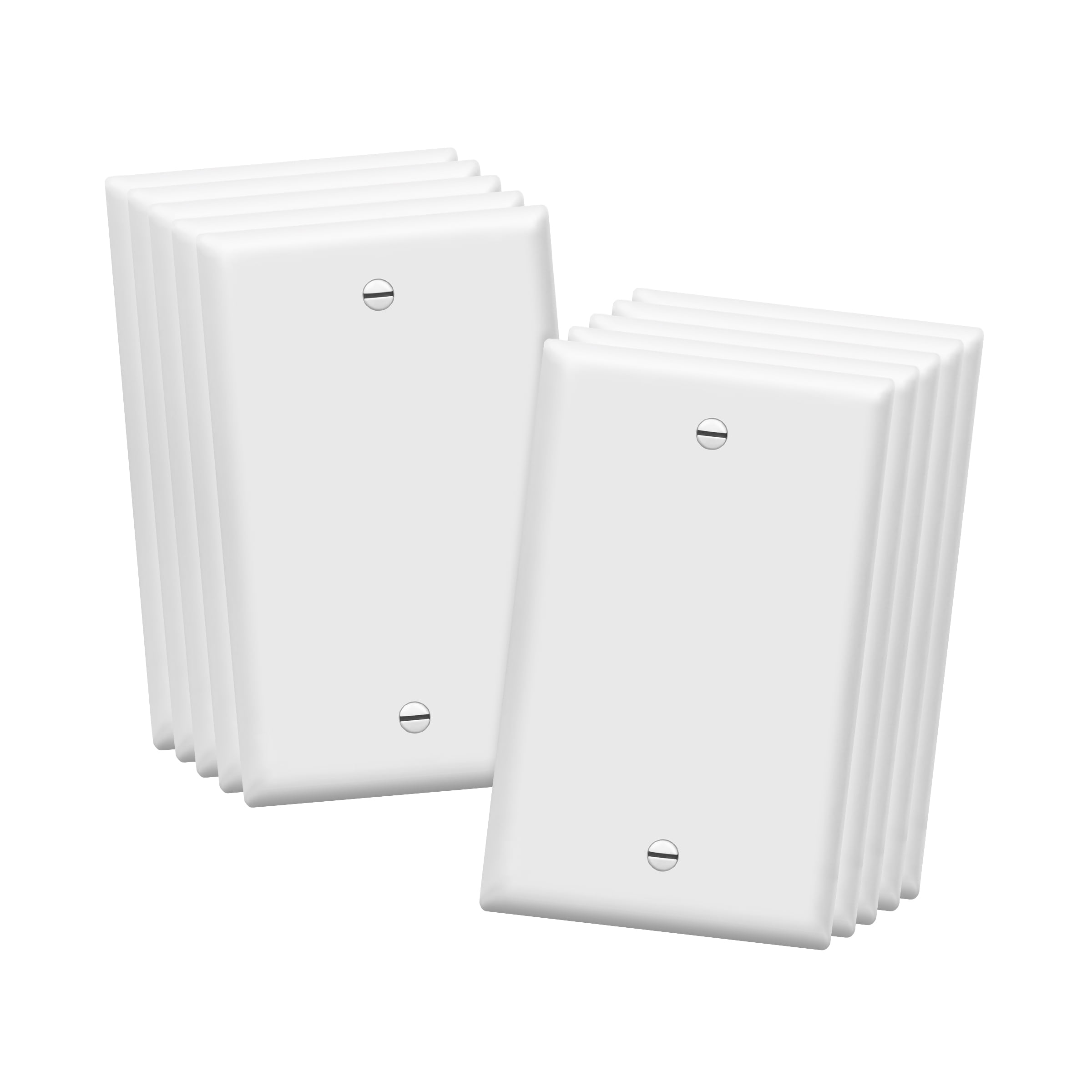 ENERLITES Blank Device Wall Plate, Gloss Finish, Standard Size 1-Gang 4.50' x 2.76', Polycarbonate Thermoplastic, Electrical Covers for Unused Outlets/Switches, 8801-W-10PCS, White 10 Pack