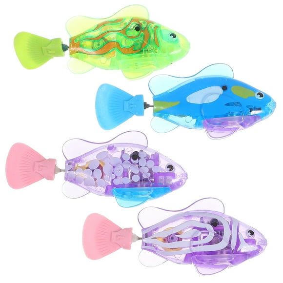 Cat Swimming Electric Fishes Toy Abs Deep Sea Blue Kitten Plaything Indoor Play 4Pcs