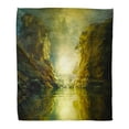 thumbnail image 1 of JSDART Throw Blanket Warm Cozy Print Flannel 3D Landscape Where It is Observed Two Large Rocks with Vegetation Over Calm Comfortable Soft for Bed Sofa and Couch 58x80 Inches, 1 of 1