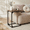 Rustic Brown, variant on LEDREM C-Shaped End Table for Sofa and Bed, Small Side Table with Metal Frame for Living Room and Bedroom, Greige and Black