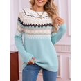 thumbnail image 4 of Women FairIsle Sweater Casual Vintage Crew Neck Knitted Sweater Cute Graphic Fall Pullover Jumper Tops S, 4 of 10
