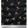 thumbnail image 1 of Soimoi Black Crepe Silk Fabric Artistic Floral & Stripe Print Sewing Fabric Yard 42 Inch Wide, 1 of 1