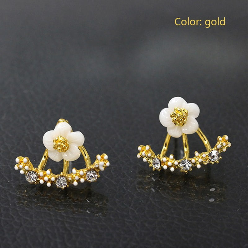 Women Daisy Flower Stud Earrings Alloy Mosaic Drill Wild Sweet Jewelry Chrysanthemum Eardrop