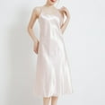 thumbnail image 2 of Defitshape Women's Sexy Satin Nightgown Spaghetti Straps Sleep Dress Summer Soft Silky Sleeveless Lightweight Summer Sleepwear Pink Small, 2 of 4
