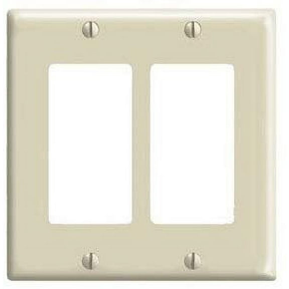 Leviton 80409-NI 2-Gang Decora GFCI Rocker Switch Wall Plate, Standard Size Cover, Unbreakable Nylon, Device Mount, Ivory