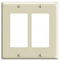 Leviton 80409-NI 2-Gang Decora GFCI Rocker Switch Wall Plate, Standard Size Cover, Unbreakable Nylon, Device Mount, Ivory