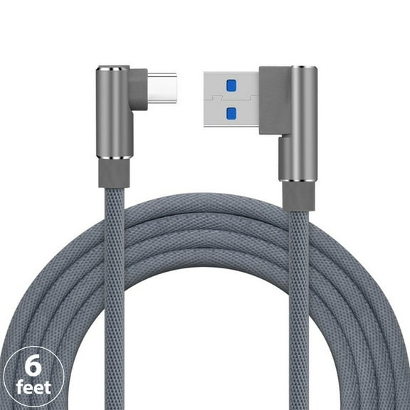 USB A to USB C Cable 10-Pack 6FT Type C Fast Charging Cable Cord 90 Degree USB C Cable Right Angle Compatible with iPhone 16 15 Samsung Galaxy S25 S24 S23 S22 S21 S20 S10 Note20 Ultra Google Pixel