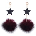 thumbnail image 1 of Pendientes de aleación antialérgicos de cadena larga con pompón de estrella elegante para mujer (Borgoña CHB-214), 1 of 2