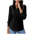thumbnail image 4 of Antqov Button Up Shirt Women, Solid Color Lapel Long Sleeve Shirts Classic Fitting Dress Shirt, Bussiness Casual Comfy Loose Work Office Blouse Tops, 4 of 6