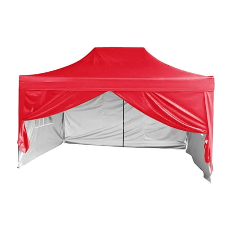 Quictent 10x15 EZ Pop Up Canopy Tent Instant Party Tent with Sidewalls Waterproof (Red)