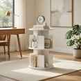 thumbnail image 4 of Spaco 2-Tier Rotating Bookshelf - 360° Swivel Rounded Baffles, Dividers Home Display Rack, White, 4 of 7