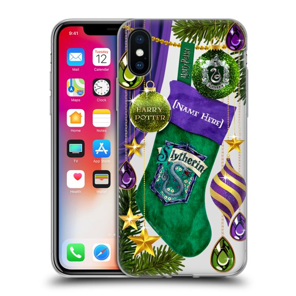 Custom Customized Personalized Harry Potter Christmas Ornaments Slytherin Soft Gel Case Compatible with Apple iPhone X / iPhone XS