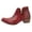 Red, variant on Womens Wide Calf Cowboy Boots, Western Cowgirl Mid Calf with Gold Embroidery, Chunky Heel Zip Up Pointed Toe Boots