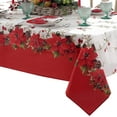 thumbnail image 2 of Newbridge Christmas Blooming Poinsettia’s Bordered 52 x 52 inch Square Fabric Dining Tablecloth, 2 of 11