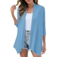 thumbnail image 2 of Guieoi Womens Tops Plus Size Women's Casual 3/4 Sleeve Cardigan Soft Open Front Cardigans Blue Black*Friday/Cyber*Monday, 2 of 9