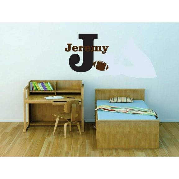 Personalized Name Vinyl Decal Sticker Custom Initial Wall Art Football Boys Sports Decor 16 Inches X 20 Inches