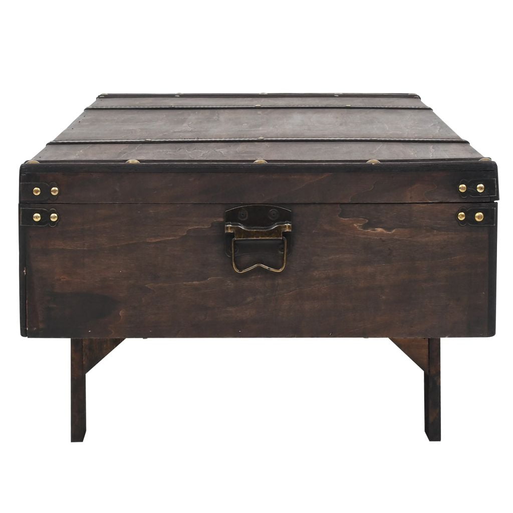 Lowestbest Solid Wood Coffee Table, Vintage Style Memory Farmhouse Storage Coffee Table