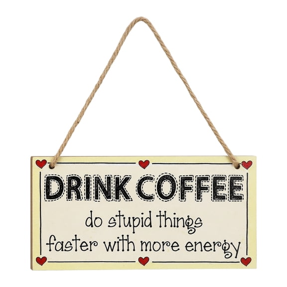Unique Bargains Coffee Bar Sign Station Decor Rustic Wood Hanging Plaque Style A 3.9in