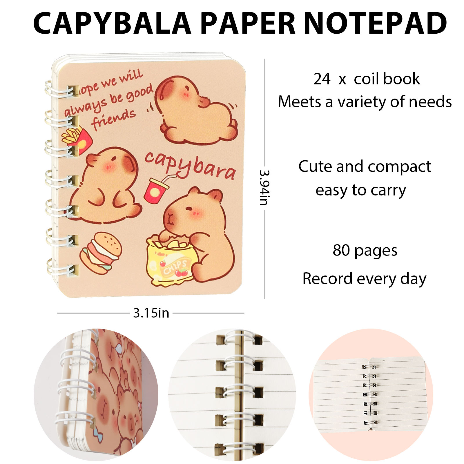 96 Pcs Capybara Gifts Bulk,4-in-1 Ballpoint Pens,Stickers,Notepads,Organza Bulk Gifts Set for Teachers Home Office Party Favor Supplies