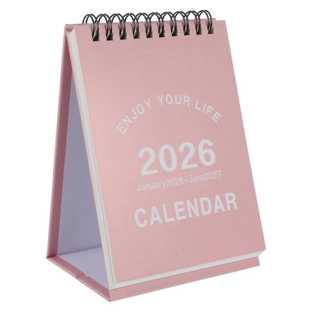 Compact Standing Flip Monthly Desk Calendar 2026 Modern Organization Pink 14.50X10.00X7.50CM Scheduling 1Pcs