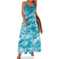 thumbnail image 1 of Vestido sin mangas con foto artística de olas oceánicas espumosas de color azul agua de lujo vestidos de playa moda mujer, 1 of 7