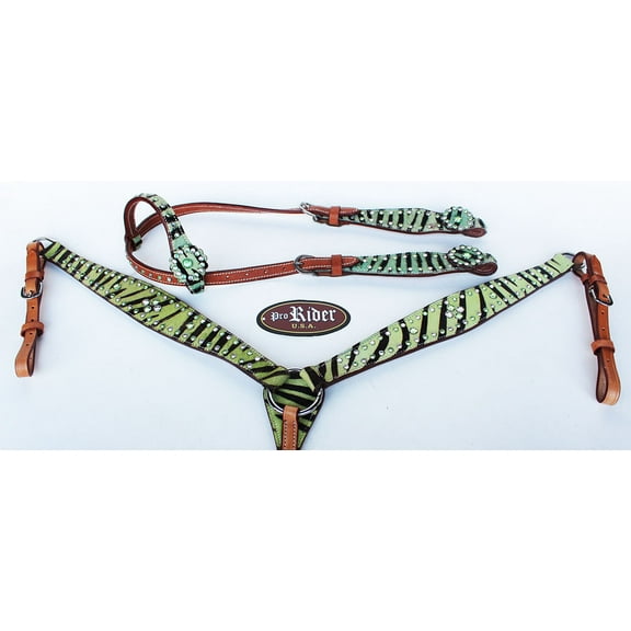 Horse Show Tack Horse Bridle Western Leather Headstall Breast Collar 8268A