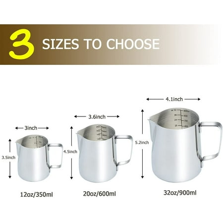 

Stainless Steel Milk Frothing Pitcher Espresso Steaming Pitcher with Decorating Pen for Espresso Machines Cappuccino Latte Art