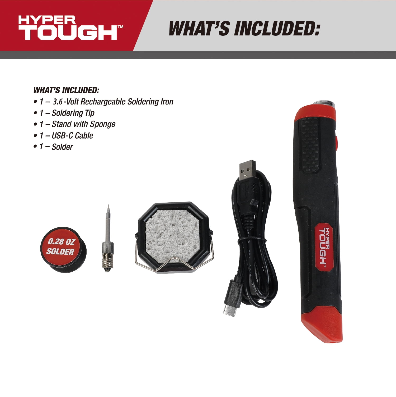 Hyper Tough Cordless Rechargeable Soldering Iron Kit in Click Fit Case