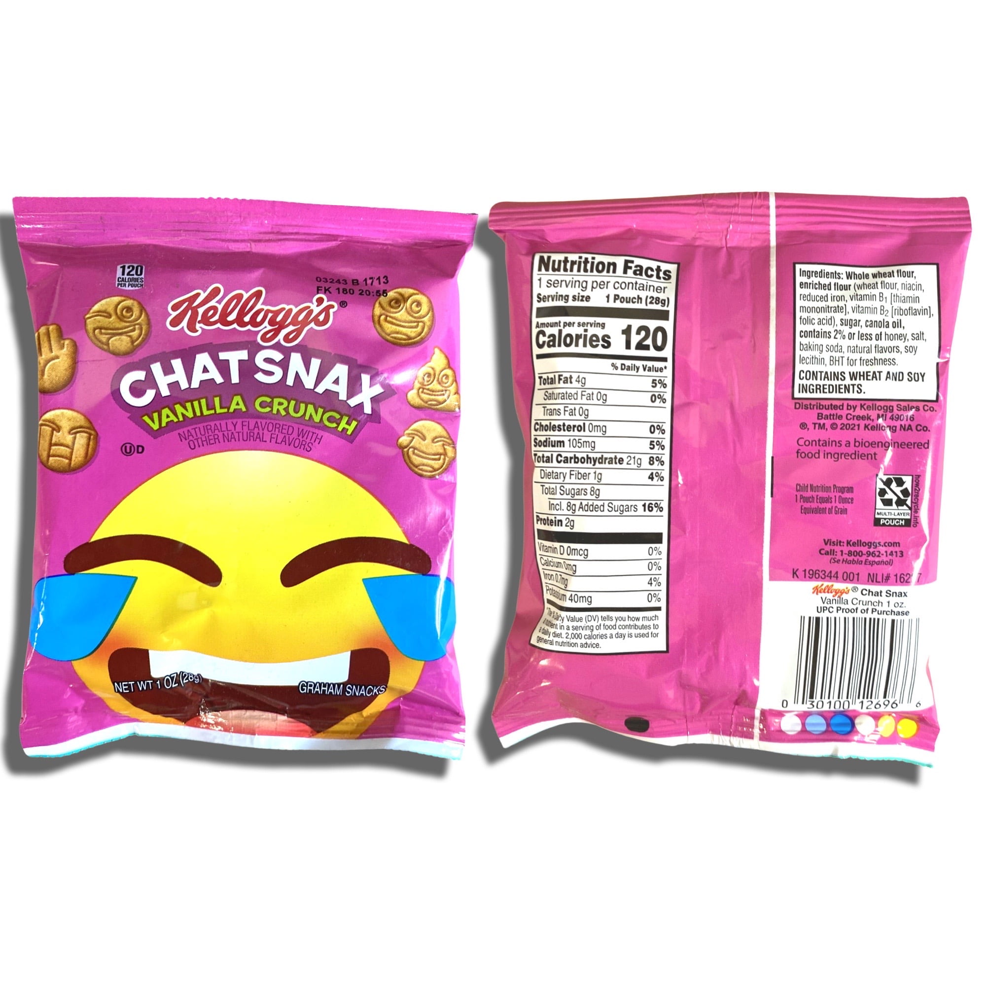 Chat Snax Graham Crackers | 1 Ounce | Vanilla Crunch | Pack of 30