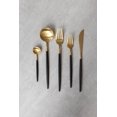 thumbnail image 3 of GENOA 5-Piece Matte Gold & Black Flatware Set (service for 4) | Modern Stainless Steel, 3 of 3