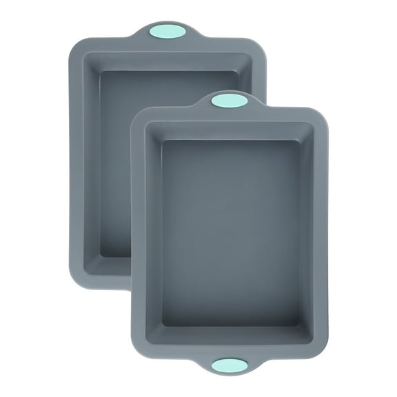 REGALWOVEN Cake Pan Nonstick Silicone Baking Pan, Easy Release, Sheet Pans for Baking Cakes, Cheesecakes, Pie, and Lasagna 2 Packs Gray 13.0*9*2.1in