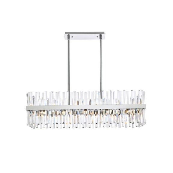 Serephina 42 inch crystal rectangle chandelier light in chrome
