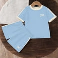 thumbnail image 4 of Amidoa Girls 2 Piece Outfits Summer Clothes Floral Print Short Sleeve Cute T-Shirt and Casual Shorts Kids Clothing Sets Light Blue Size 4T, 4 of 6