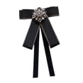 thumbnail image 1 of Broche de cinta de lazo Broche Decoración de corbata del cuello para mujeres Pon elegante Pin de la camisa Bownot Camiseta para blusa de uniforme Negro, 1 of 8