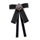 thumbnail image 1 of Broche de cinta de corbata de lazo, decoración de corbata de bownot, alfiler de cuello para mujeres, elegante corbata de diamantes de imitación para Negro, 1 of 8