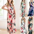 thumbnail image 4 of MEZZALL Kids Girls Short Sleeve Floral Print Loose Casual Long Maxi Dress With Pockets Dresses Stylish Baby Toddler Sundress, 4 of 4