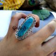 thumbnail image 2 of Dainty Turquoise Ring: Handmade 925 Sterling Silver Boho Jewelry, 2 of 10