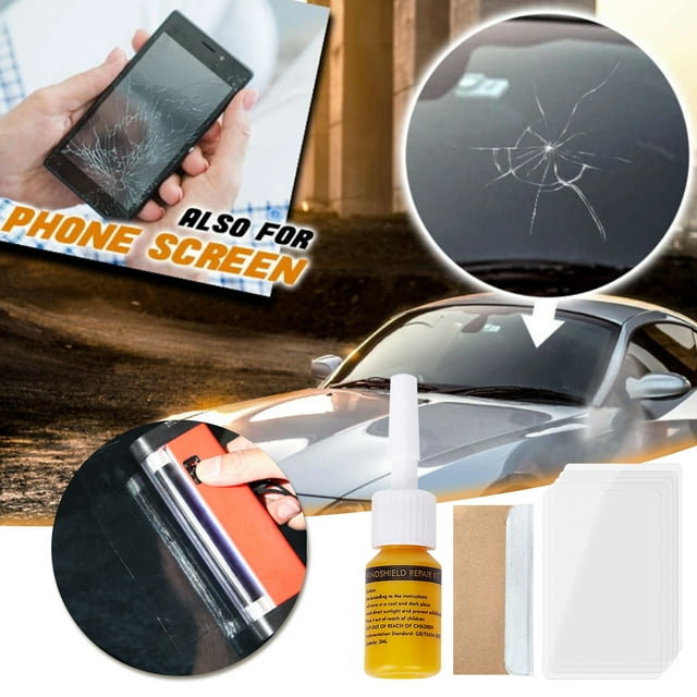 HaoXun Kit de Réparation de Pare-Brise 3ml avec Résine Avancée - Outil de Réparation de Fissures et Éclats de Vitres de Voiture pour Automobile, Meubles, Téléphone Intelligent (Réparation Rapide en Quelques Minutes, Empêche la Fissure de Se Répandre)