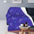 thumbnail image 4 of LNWH Purple Line Ocean Graffiti Pattern Throw Blanket, Flannel Sofa Blankets for All Seasons, 50"x40", 4 of 8