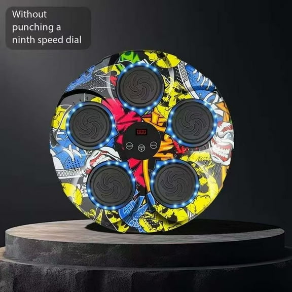 RKXQT Music Boxing Machine for Adults, Bluetooth Musical Boxing Machine with Gloves,Smart LED Music Punching Boxing Training Equipment Wall Mounted for Home,Office,Gym,Fun Fitness yellow