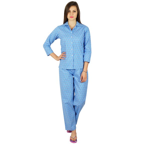 Bimba Womens Cotton Night Wear Printed Pajama Set Full Sleeve Shirt with Pyjama