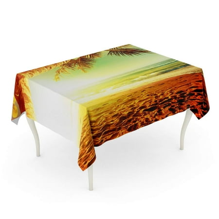 

KDAGR Palm Sunset Over The Tropical Beach Crop Thailand Sea Sand Sunrise Phuket Dusk Tablecloth Table Desk Cover Home Party Decor 60x84 inch